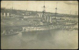 Wilhelmshaven 1919 (Jan.) S/w.-Foto-Ak.: Linienschiff "Preussen" Beim Umbau Zum Mutterschiff Für Flachgehende... - Other & Unclassified