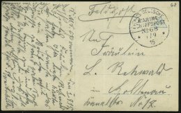DEUTSCHES REICH 1915 (1.9.) 1K-BPA: KAIS. DEUTSCHE/MARINE-/SCHIFFSPOST/No. 68 = S.M.S. "Pommern", Linienschiff, Am... - Other & Unclassified