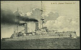 DEUTSCHES REICH 1915 (13.8.) S/w.-Foto-Ak.: S.M.S. "Kaiser Friedrich III." = Linienschiff, 1K-BPA: KAIS.... - Other & Unclassified