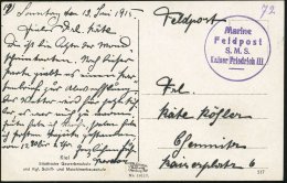 DEUTSCHES REICH 1915 (13.6.) Viol. 1K-Briefstempel: Marine/Feldpost/S.M.S./Kaiser Friedrich III. = Linienschiff ,ab... - Other & Unclassified
