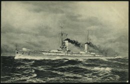 DEUTSCHES REICH 1918 (8.1.) S/w.-Künstler-Ak.: S.M. Turbinen-Linienschiff "Kaiser" - Meilenfahrt Bei Neukrug... - Other & Unclassified