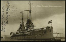 DEUTSCHES REICH 1914 (21.10.) Monochrome Foto-Ak.: S.M.S. "Kaiser" Vor Dem Kaiser Paradierend = Linienschiff ,... - Other & Unclassified