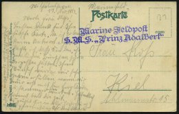 DEUTSCHES REICH 1914 (17.11.) Viol. 2L: Marine-Feldpost/S.M. "Prinz Adalbert" (MSP No.46) Panzerkreuzer, Am... - Other & Unclassified