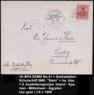 DEUTSCHES REICH 1906 (18.1.) 1K-BPA.: KAIS. DEUTSCHE/MARINE-/SCHIFFSPOST/No.41/** = Kadettenschulschiff S.M.S.... - Other & Unclassified