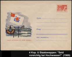 UdSSR 1969 4 Kop. U Staatswappen, Rot: Vorsicht Bei Hochwasser! (Rotkreuzflagge, Rettungsring, Hochwasser) Ungebr. - Other & Unclassified