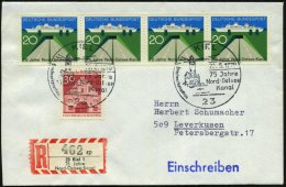 23 KIEL/ 75 Jahre/ Nord-Ostsee-Kanal.. 1970 (20.6.) SSt = Leuchtturm 2x Auf 4er-Streifen 20 Pf. Nord-Ostsee-Kanal... - Other & Unclassified