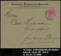 STRASSBURG/ *(ELSASS)1 1898 (3.12.) 1K-Gitter Auf Firmen-Bf.: STRASSBURGER RHEINSCHIFFAHRTS-GMBH  (Mi.47 EF) - Other & Unclassified