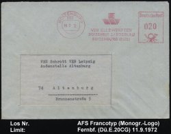 283 BOIZENBURG/ EW/ VEB ELBEWERFTEN.. 1972 (11.9.) AFS (Monogr.-Logo) Inl.-Bf. (Dü.E-20CG) - Other & Unclassified