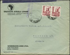 SPANIEN 1938 (11.6.) 25 C. Isabella Die Katholische, Paar A. Vordr.-Bf.: DEUTSCHE AFRIKA-LINIEN..LAS PALMAS ,1K:... - Other & Unclassified