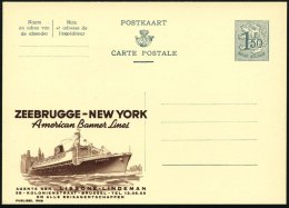 BELGIEN 1959 1,50 F. Reklame-P., Grau: ZEEBRUGGE - NEW YORK/American Banner Lines.. = MS."Atlantic" (vor New York)... - Other & Unclassified