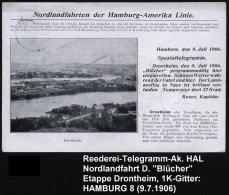 HAMBURG/ *8c 1906 (9.7.) 1K-Gitter Auf S/w.-Spezialtelegramm-Ak.: Nordlandfahrten Der Hamburg-Amerika-Linie..... - Other & Unclassified