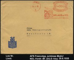 BREMEN/ 1/ URLAUB AUF SEE/ NORDDEUTSCHER LLYOD.. 1935 (29.8.) AFS = Elegantes Paar Mit Hüten (2 Möwen)... - Other & Unclassified