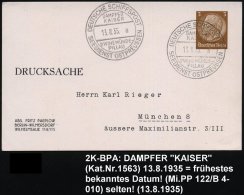DEUTSCHES REICH 1935 (13.8.) 2K-BPA: DEUTSCHE SCHIFFSPOST/DAMPFER/ KAISER/SWINEMÜNDE-/PILLAU/SEEDIENST... - Other & Unclassified