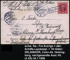 SCHWEDEN /  DÄNEMARK 1906 (24.7.) Schw. Ra.:  F R A   S V E R I G E Auf EF Schweden 10 Ö. + 1K-Gitter:... - Other & Unclassified