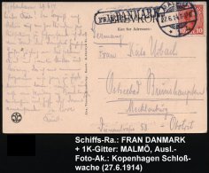 DÄNEMARK /  SCHWEDEN 1914 (27.6.) 1K-Gitter: MALMÖ/* 1 L A. EF Dänemark 10 Ö. + Ra.: FRAN... - Other & Unclassified