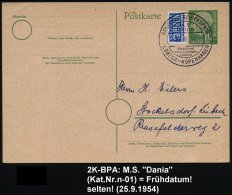 B.R.D. 1955 (10.5.) 2K-BPA.: DEUTSCHE SCHIFFSPOST/M.S./D A N I A/ Reederei/Hans Lehmann/Lübeck/LÜBECK -... - Other & Unclassified