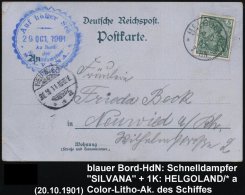 HELGOLAND/ *a 1905 (29.10.) 1K + Viol. Zier-HdN: Auf Hoher See/An Bord/des/ Schnelldampfers/ SILVANA (Tilde + 2... - Other & Unclassified