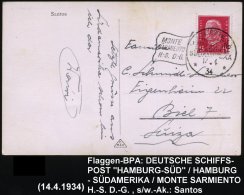 DEUTSCHES REICH 1934 (14.4.) 1K-Flagge: DEUTSCHE/SCHIFFSPOST/HAMBURG-SÜD/HAMBURG-/SÜDAMERIKA/**/MONTE/... - Andere & Zonder Classificatie
