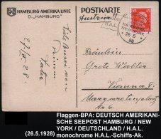 DEUTSCHES REICH 1928 (25.6.) 1K-Flaggen-BPA: DEUTSCH/AMERIKANISCHE/SEEPOST/HAMBURG/NEW YORK/**/HAMBURG/ H.A.L. Auf... - Andere & Zonder Classificatie
