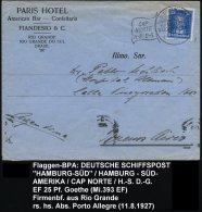 DEUTSCHES REICH 1927 (11.8.) Flaggen-BPA: DEUTSCHE/SCHIFFSPOST/"HAMBURG-SÜD"/HAMBURG-/SÜDAMERIKA/CAP/... - Sonstige & Ohne Zuordnung