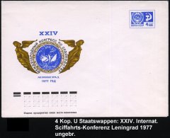 UdSSR 1977 4 Kop. U Staatswappen, Blau: XXIV. Internat. Kongreß Seeschiffahrt, Leningrad (2 Galleonsfiguren,... - Other & Unclassified