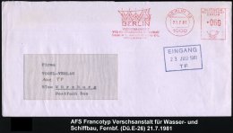 1000 BERLIN 12/ VERSUCHSANSTALT/ FÜR WASSERBAU U.-SCHIFFBAU../ SCHLEUSENINSEL 1981 (21.7.) Seltener AFS... - Other & Unclassified