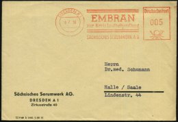 DRESDEN A1/ EMBRAN/ Zur Kreislaufbehandlung/ SÄCHS.SERUMWERK AG. 1956 (18.7.) AFS Auf Firmen-Bf.... - Other & Unclassified