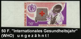 NIGER 1976 50 F. "Welt-Gesundheitstag" WHO,  U N G E Z.  Randstück = Kind , Rotkreuz-Sanka, WHO-Logo ,... - Other & Unclassified
