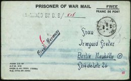 CANADA /  DEUTSCHES REICH 1944 (4.11.) 1K: P.O.W./133 + Schw. Zensur-1L: EXAMINED BY D.B./___ + Hs. Nr. 505 + Rs.... - Other & Unclassified