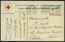 SCHWEIZ 1916 (18.9.) MaWellenSt.: GENEVE 1 , Zweifarbige Vordr.-Kt.: COMITE INTERNAT. DE LA CROIX-ROUGE.. AGENCE... - Other & Unclassified