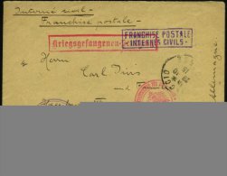 FRANKREICH 1915 (28.10.) 1K: AJACCIO + Viol. Ra.2: FRANCHISE POSTALE/INTERNEES CIVILS + Viol. 2K-HdN.: PREFECTURE... - Other & Unclassified