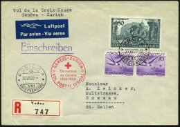 LIECHTENSTEIN 1939 (30.8.) Rotkreuz-Sonderflug "65 Jahre Genfer Convention": GENEVE - ZÜRICH (AS) Flp. 2x 10... - Other & Unclassified