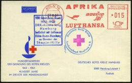 5 KÖLN 14/ LUFTHANSA.. 1963 (23.10.) AFS 015 Pf.+ HdN: DRK + Ra.8.: 100 Jahre RK/1863-1963/DRK-Ausstellung/... - Other & Unclassified