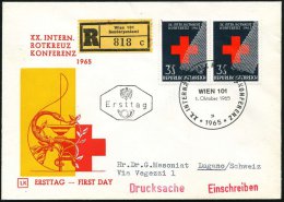 ÖSTERREICH 1965 (1.10.) 3 S. "20. Internat. Rotkreuz-Konferenz", Reine MeF: Paar + SSt: WIEN 101/XX. INT.... - Other & Unclassified