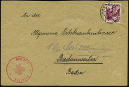 LAUPHEIM/ E 1949 (14.6.) 2K + Roter Aptierter 1K-HdN: Rotes Kreuz/Laupheim = "Deutsches" Entfernt = Französ.... - Other & Unclassified