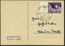 MESCHEDE/ TAG DER BRIEFMARKE 1942 (11.1.) SSt (Posthorn, KdF-Logo Etc., Gering Undeutl.) Auf EF 6 + 24 Pf. "Tag Der... - Other & Unclassified