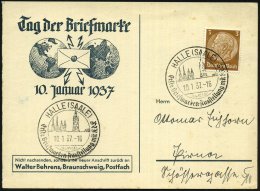 HALLE (SAALE)/ Erste Briefmarken-Ausstellung Mit KdF 1937 (10.1.) SSt Zum Tag Der Briefmarke = 5 Türme Am... - Other & Unclassified