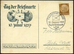 FRANKFURT (MAIN)/ Tag Der Briefmarke 1937 (10.1.) SSt Auf Reklame-Sonder-Kt. "Tag Der Briefmarke" (halbe... - Other & Unclassified