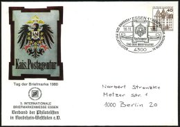 4300 ESSEN 1/ ..TAG DER BRIEFMARKE 1980 (16.11.) SSt = Histor. Kaiserl. Postschild Auf Motivgl. PU 40 Pf. Burgen,... - Other & Unclassified