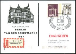 1000 BERLIN 12/ TAG DER BRIEFMARKE/ 750/ JAHRE/ BERLIN.. 1987 (25.10.) SSt Auf PP 40 Pf. Burgen, Berlin: Altes... - Other & Unclassified