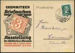 CHEMITZ/ Briefmarken-/ Ausstellung 1927 (30.3.) SSt Auf Ausstellungs-Sonder-Kt.: Ausst. Im Städt. Museum... - Other & Unclassified