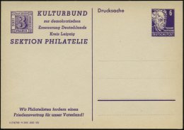 Leipzig 1952 PP 6 Pf. Gerh. Hauptmann, Viol.: KULTURBUND.. Wir Philatelisten Fordern Einen Friedensvertrag..!... - Other & Unclassified