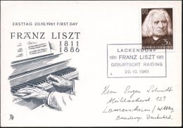 ÖSTERREICH 1961 (20.10.) SSt: LACKENDORF/FRANZ LISZT/GEBURTSORT RAIDING Klar Auf EF 3 S. F. Liszt,... - Other & Unclassified