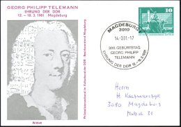 3010 MAGDEBURG 1/ 300.GEBURTSTAG/ GEORG PHILIP/ TELEMANN 1981 (14.3.) SSt Auf PP 10 Pf. Neptunbrunnen, Grün:... - Other & Unclassified