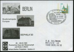 1000 BERLIN 12/ Musik-Metropole/ In Europa.. 1993 (28.3.) SSt = Oper Unter Den Linden (Ost-Berlin) Auf PU 100 Pf.... - Other & Unclassified