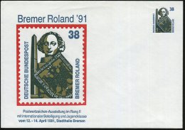 Bremen 1991 (April) PU 38 Pf. Roland: BREMER ROLAND (38 Pf.-Dauerserie) Ungebr. (Mi.PU 315/19) - Other & Unclassified