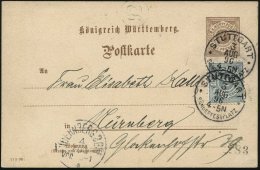 STUTTGART/ SÄNGERFESTPLATZ 1890 (3.8.) Seltener SSt 2x Klar Auf P 3 Pf. Ziffer + 2 Pf. Zusatzfrankatur, Klar... - Other & Unclassified