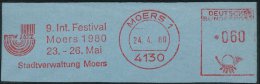 4130 MOERS 1/ NEW JAZZ/ 9.Int.Festival/ ..23.-26.Mai/ Stadtverwaltung.. 1980 (24.4.) Seltener AFS Klar Auf Inl.-Bf.... - Other & Unclassified