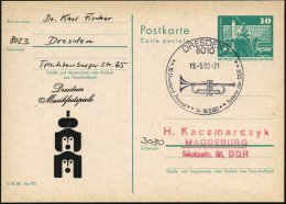 8010 DRESDEN 1/ 10.Dixieland Festival 1980 (18.5.) SSt = Trompete Auf Amtl. P 10 Pf. Neptun + Schwarzer Zudruck:... - Other & Unclassified