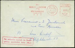 53 BONN 1/ DER/ MINISTER/ D E R/ VERTEIDIGUNG/ *** 1972 (6.1.) AFS + Roter Ra2: Nur Nachsenden Innerhalb... - Other & Unclassified